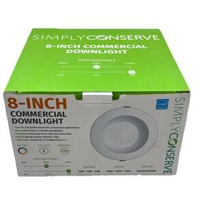 Simply Conserve 1-Light 8” LED Commercial Down Light, Adjustable. {C5}.